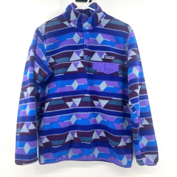 Vintage Patagonia Synchilla Quarter Snap Purple Aztec Fleece Pullover Women's M - Picture 1 of 5